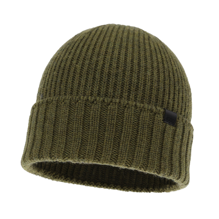 Czapka zimowa męska, zielona, 100% wełniana merino, bezszwowa Bruner