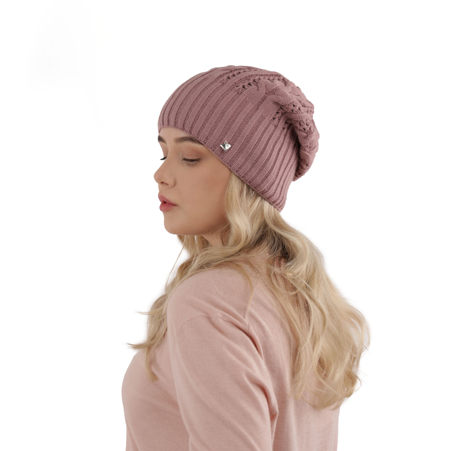 Czapka zimowa damska, wrzosowa, elegancka Sarysa