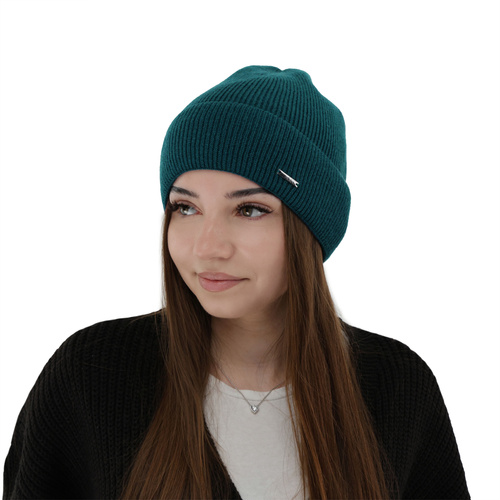 Czapka jesienna, zimowa damska, fioletowa, wełna merino z kaszmirem, Sindra