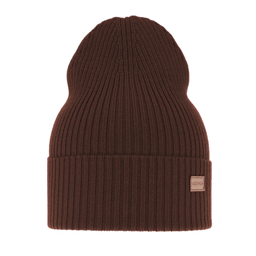 Czapka damska zimowa, wiosenna, brązowa, 100% wełniana merino Sophie