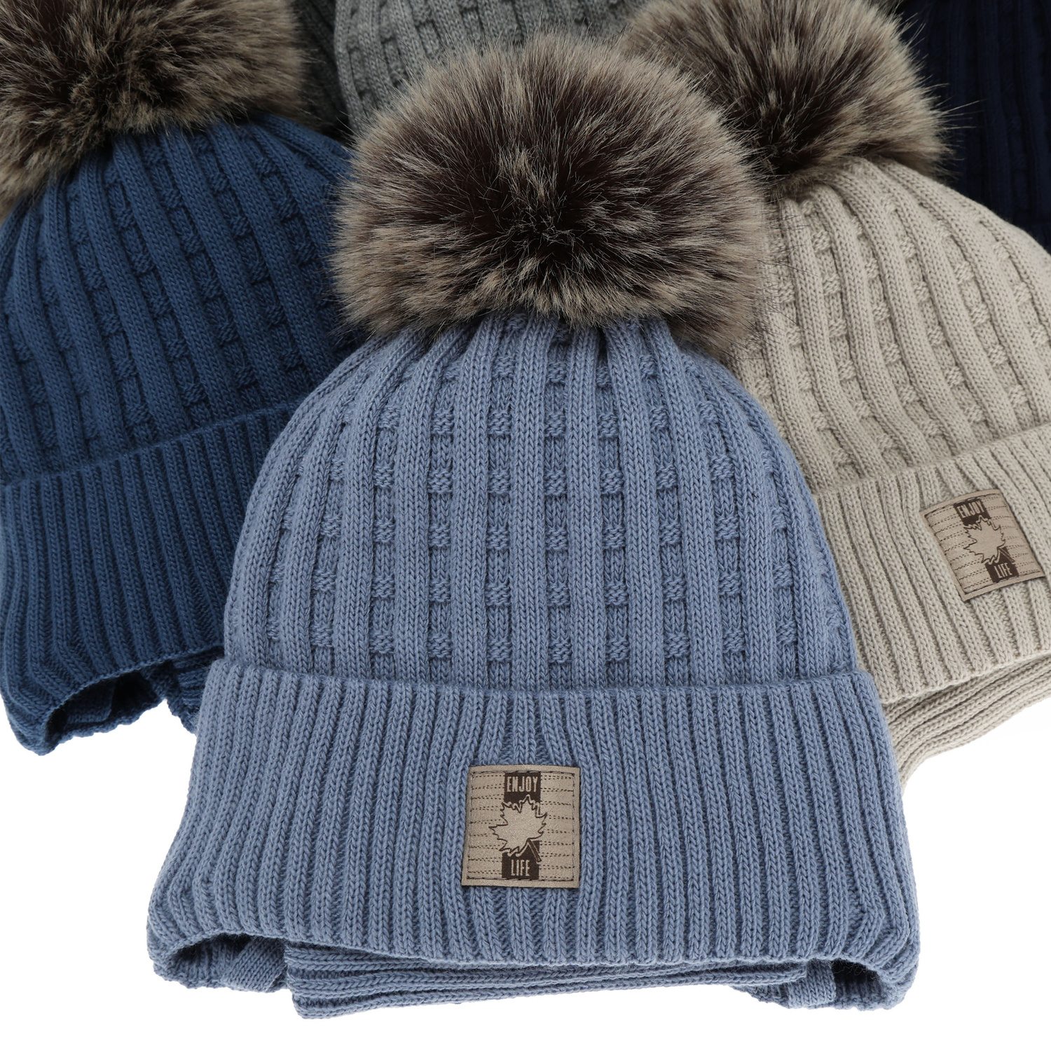 Czapka i komin dla chłopca, zimowy komplet, błękitny, z pomponem Fiamanto
