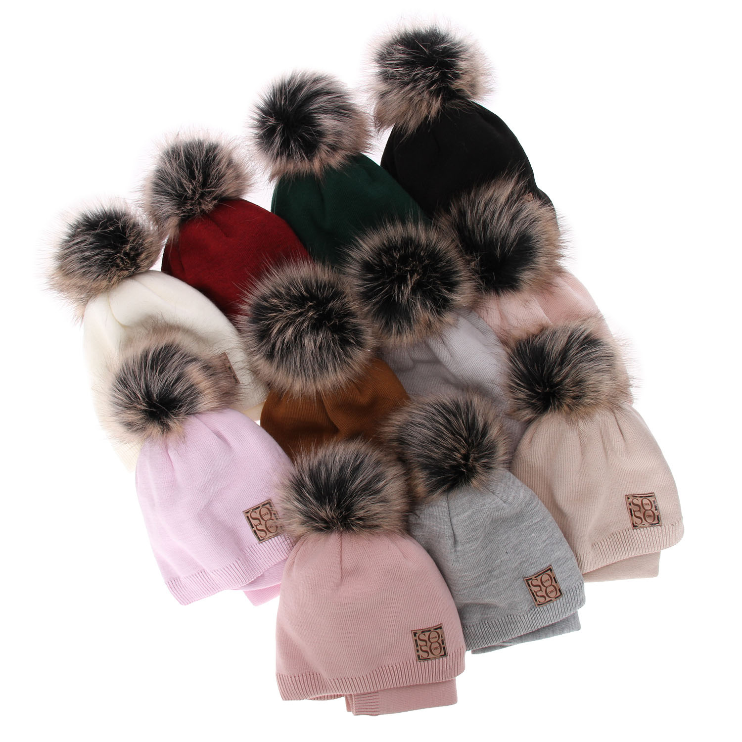 Czapka i komin dla dziewczynki zimowy komplet, bordowy, z pomponem Apolinka