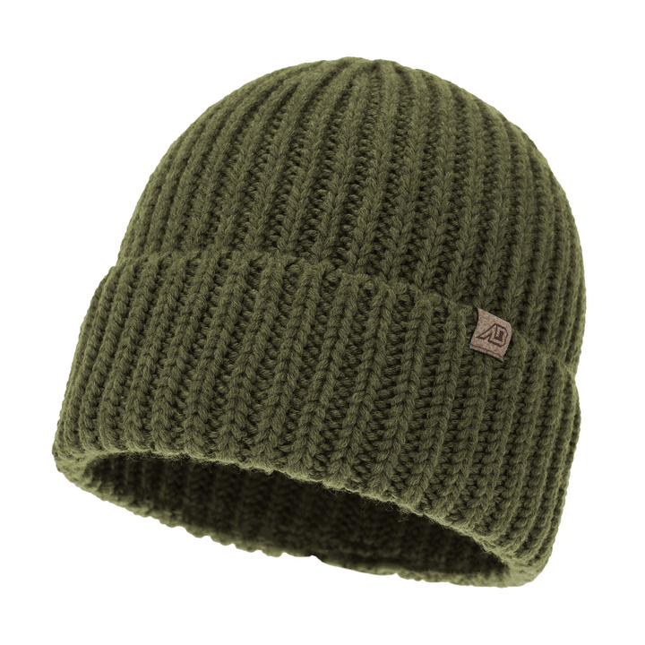 Czapka zimowa męska, khaki, 100% wełniana merino Berno