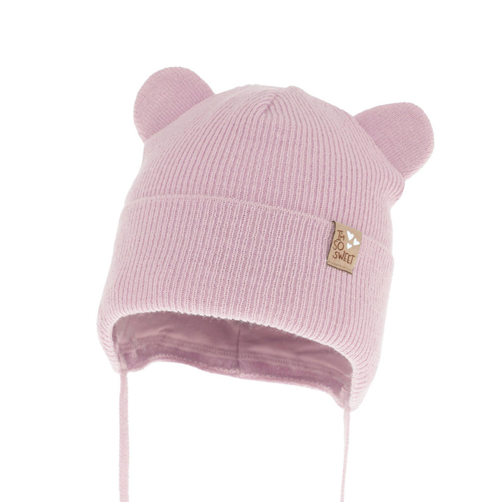 Czapka jesienna, wiosenna dla dziewczynki, lilowa, wiązana Noemi