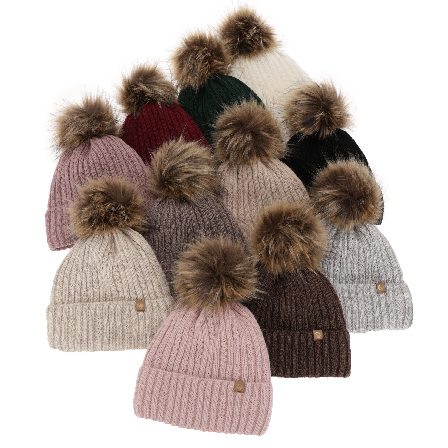 Czapka zimowa damska, zielona, z pomponem Savona