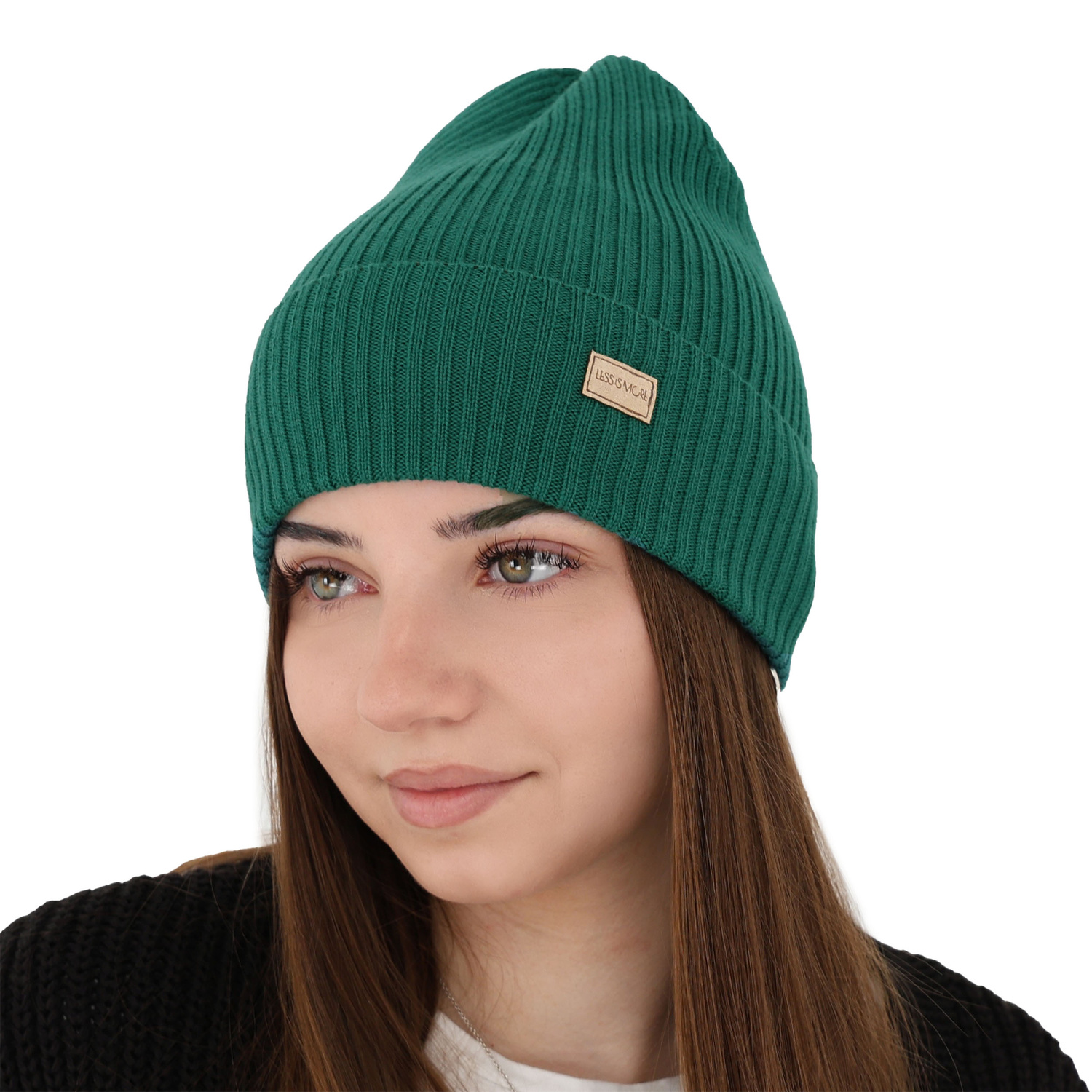 Czapka damska zimowa, wiosenna, zielona, 100% wełniana merino, Sophie