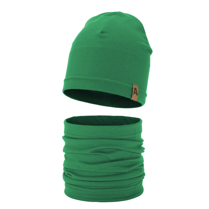 Czapka i komin dla chłopca jesienny, wiosenny komplet, zielony Griffin