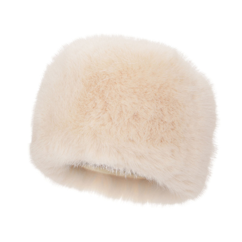 Czapka zimowa damska, podszyta polarem z wełny merino, kremowa Holly