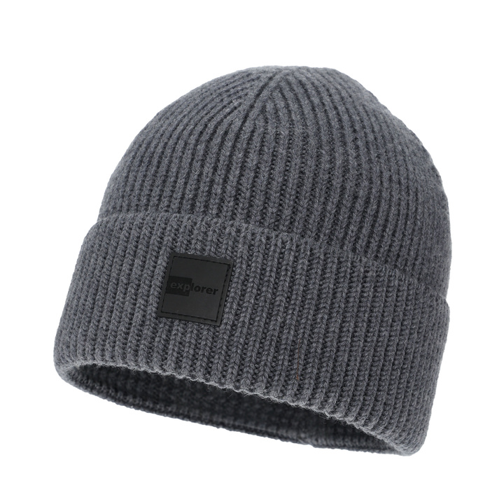 Czapka zimowa męska szara 100% wełniana merino Iron