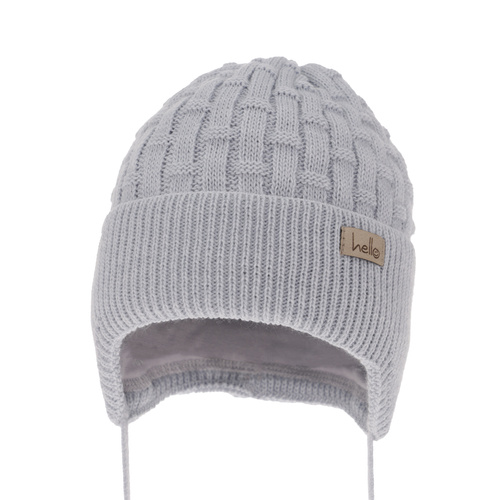 Czapka jesienna, wiosenna dla chłopca, jasnoniebieska, wiązana Farad