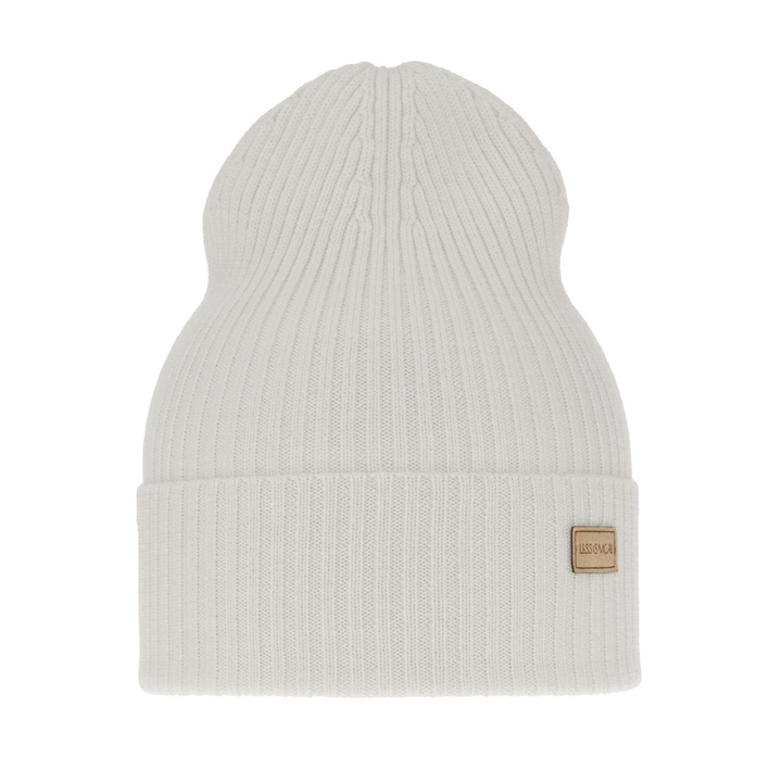 Czapka damska zimowa, biała, 100% wełniana merino, Sophie