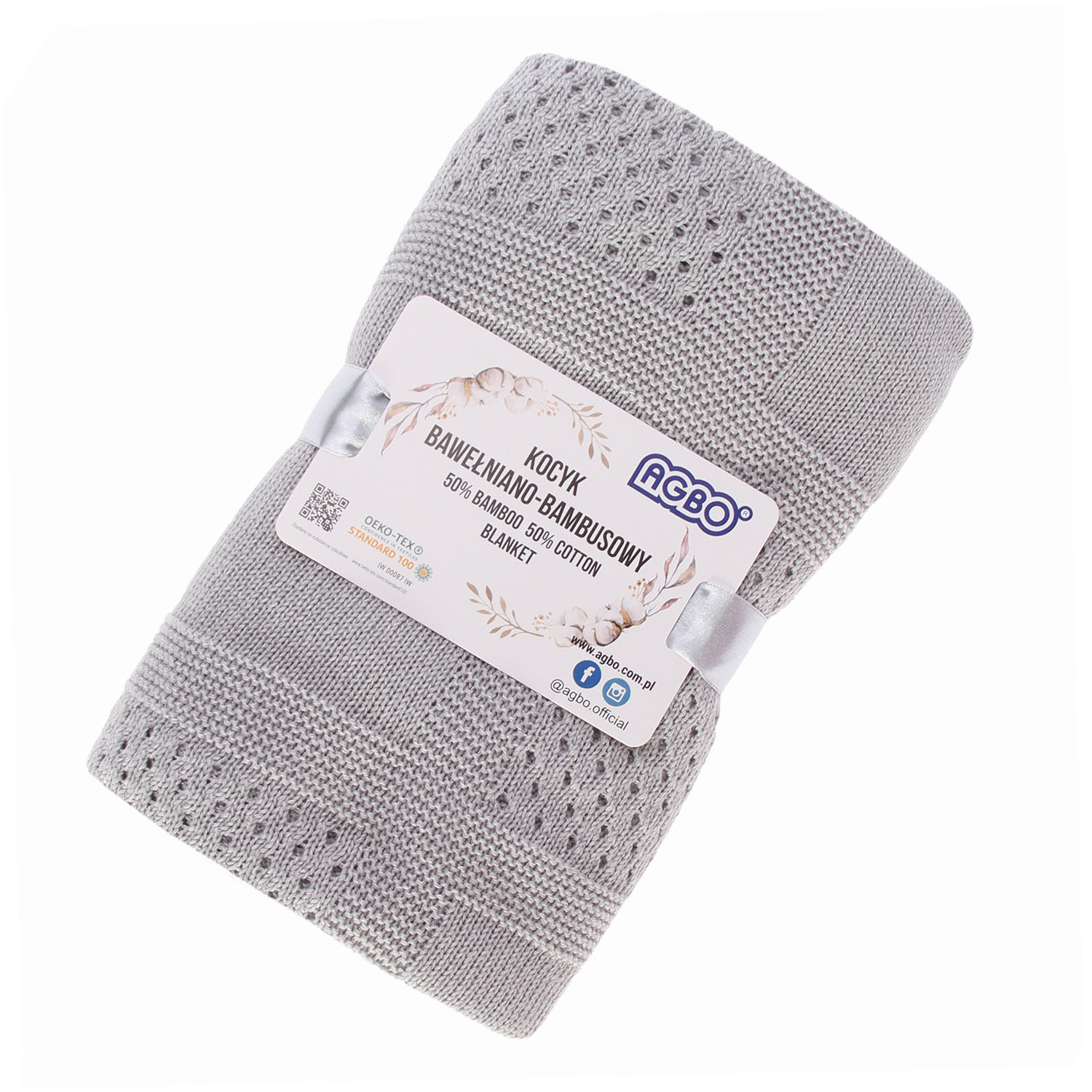 Kocyk bambusowo-bawełniany dla dziecka, niemowlaka, szary, delikatny Domino