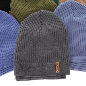 Czapka i komin dla chłopca jesienny, wiosenny komplet, czarny, 100% wełniany merino Chester