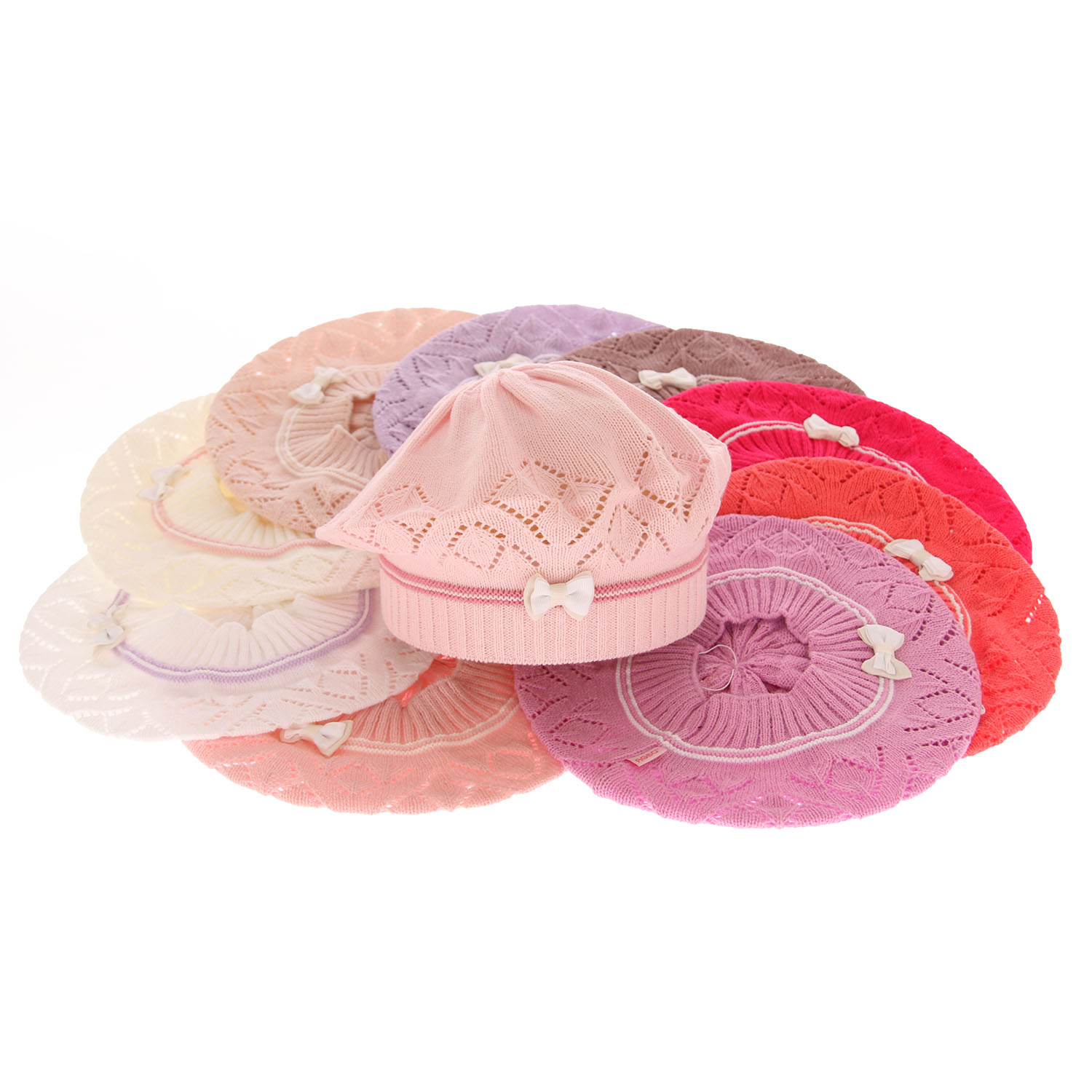 Beret dla dziewczynki jesienny, wiosenny, biały, Bibi