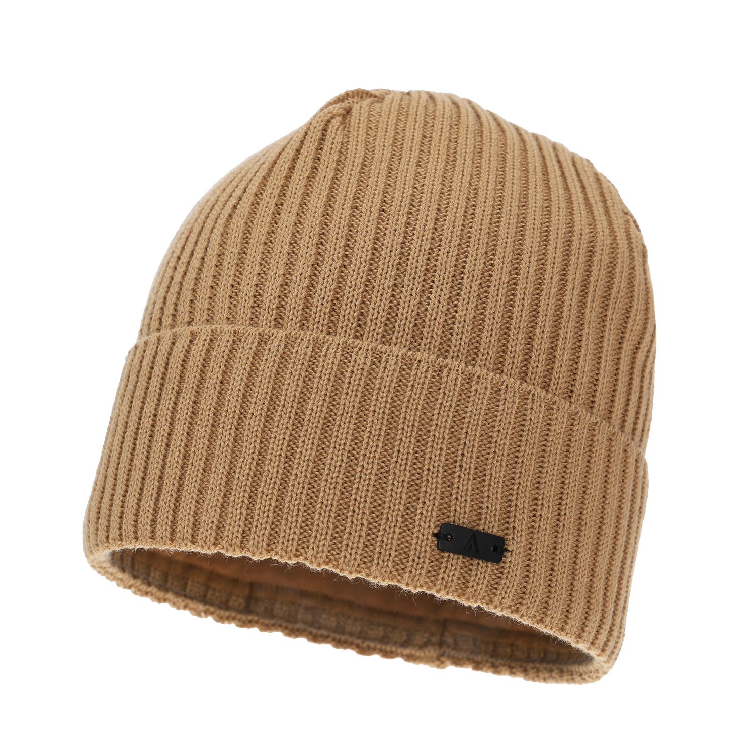 Czapka zimowa męska, camel, z wełną merino, Jeffrey