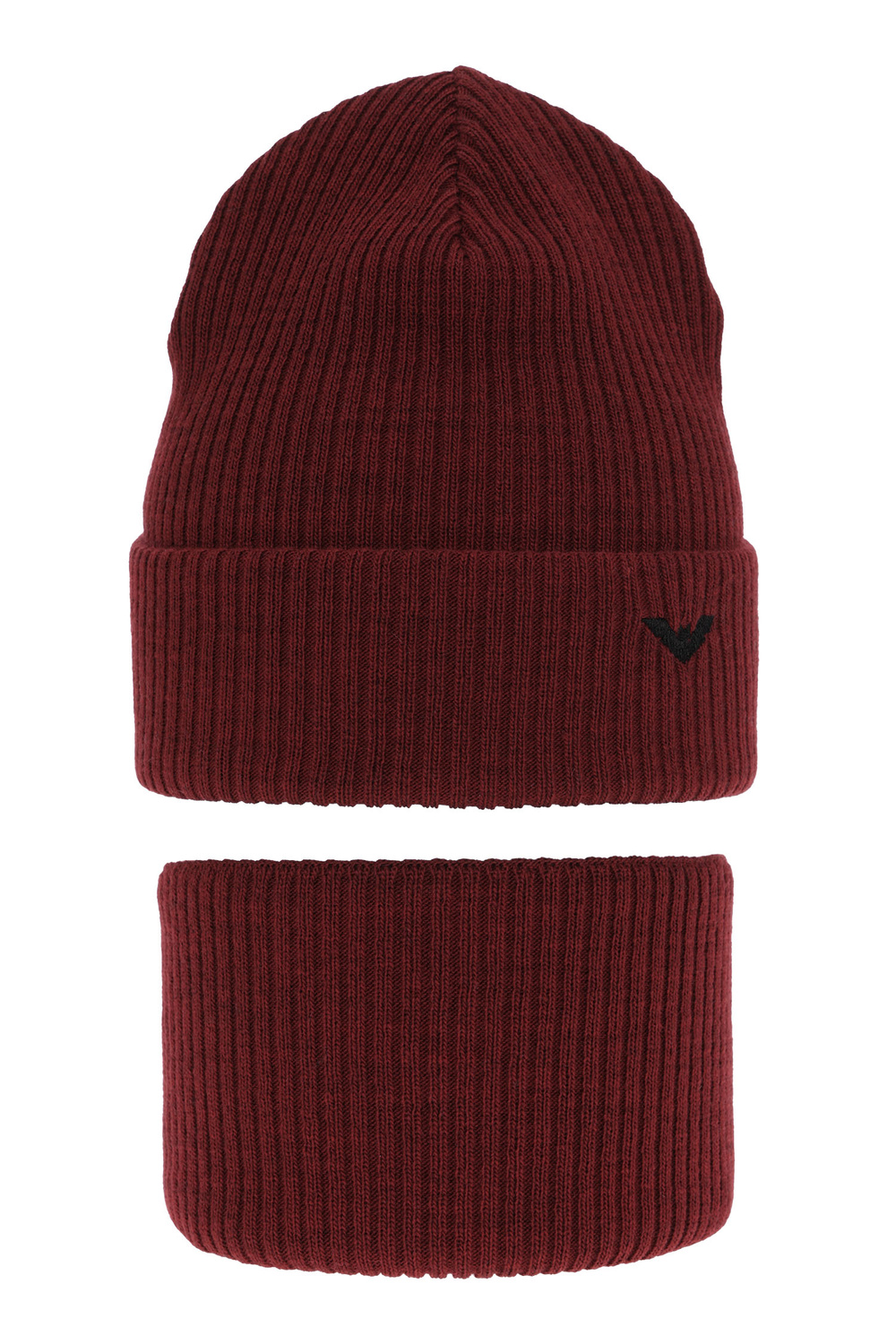 Czapka i komin dla chłopca zimowy komplet, bordowy Romeo