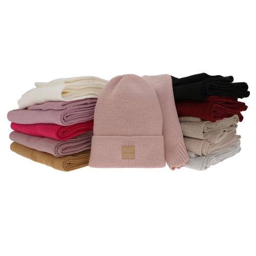 Czapka i szalik damski zimowy komplet, fioletowy, Nathalie