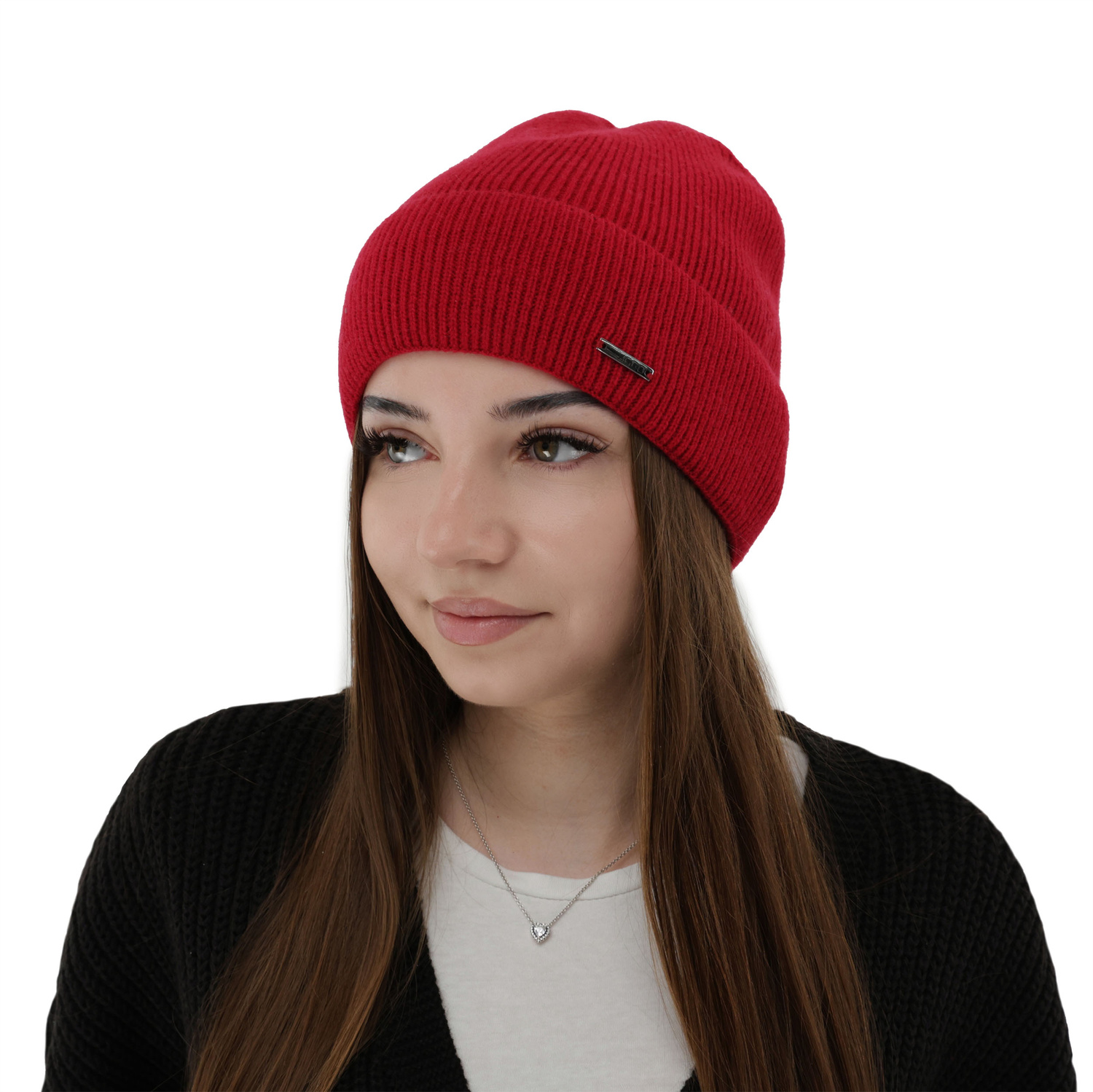 Czapka jesienna, zimowa damska, jasnoróżowa, wełna merino z kaszmirem, Sindra