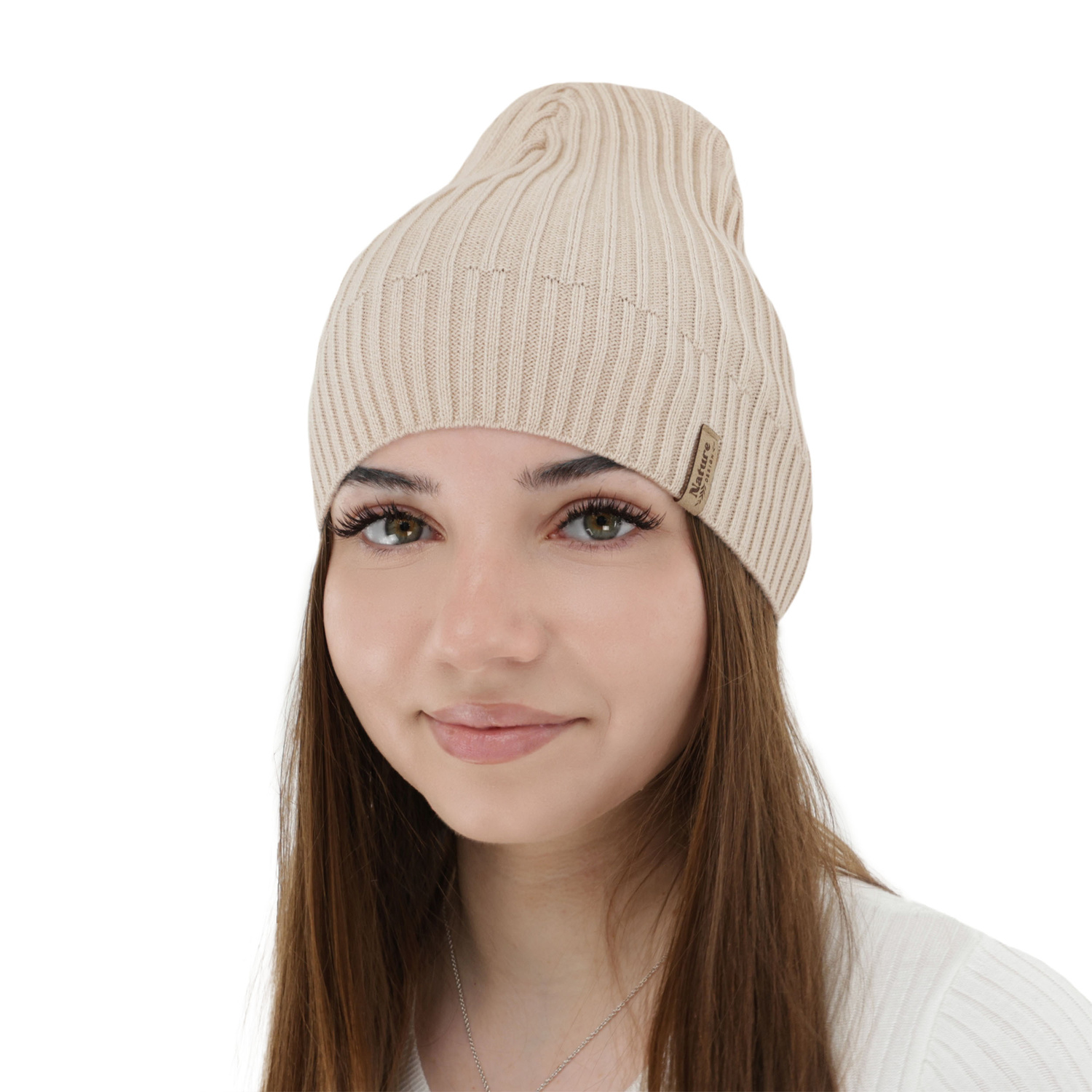 Czapka damska wiosenna, jesienna, z bawełną, jasnoszara, Mirona