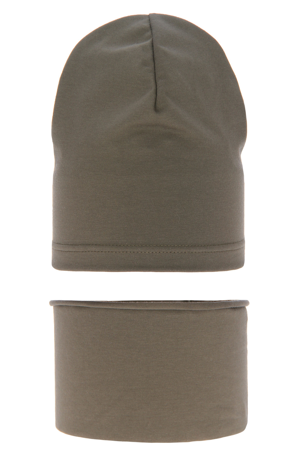 Czapka i komin dla chłopca jesienny, wiosenny komplet, khaki, bawełniany Hazel