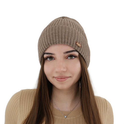 Czapka zimowa damska, fioletowa, z wełną merino Shila