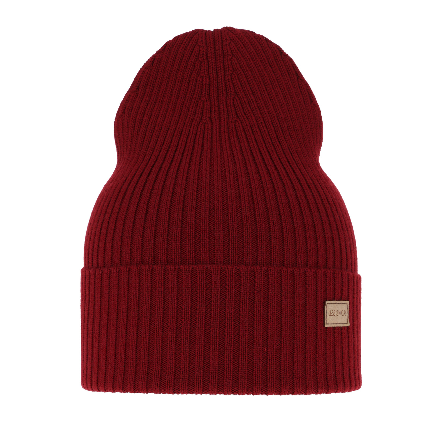 Czapka damska zimowa, wiosenna, bordowa, 100% wełniana merino Sophie