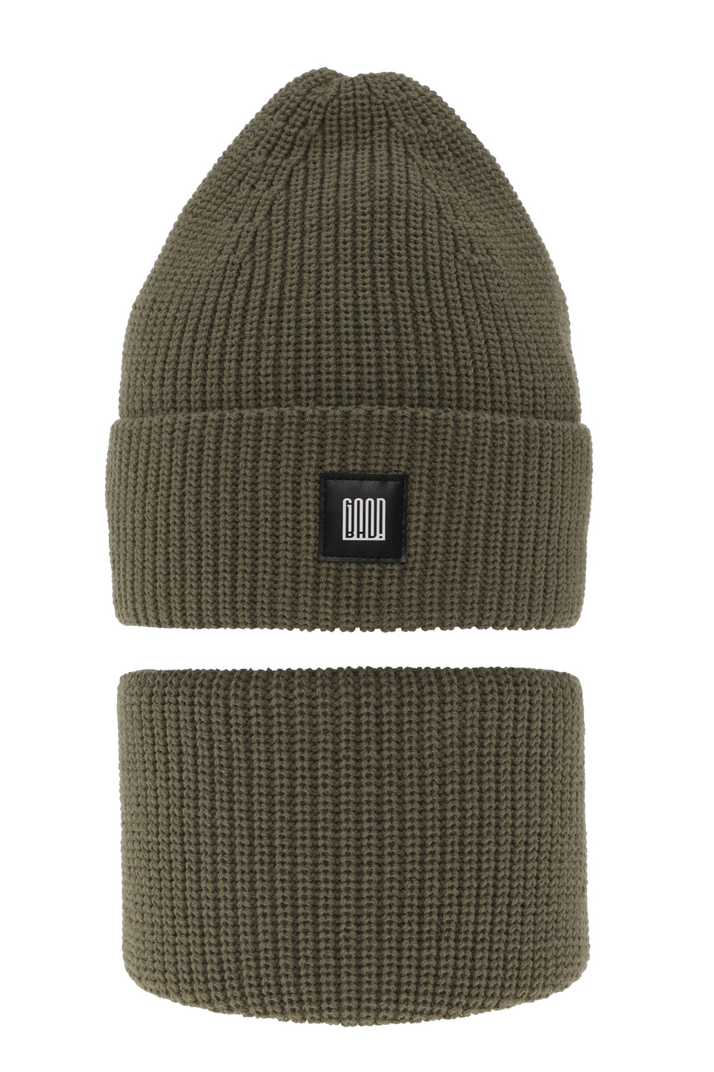 Czapka i komin dla chłopca zimowy komplet, khaki Amadeo
