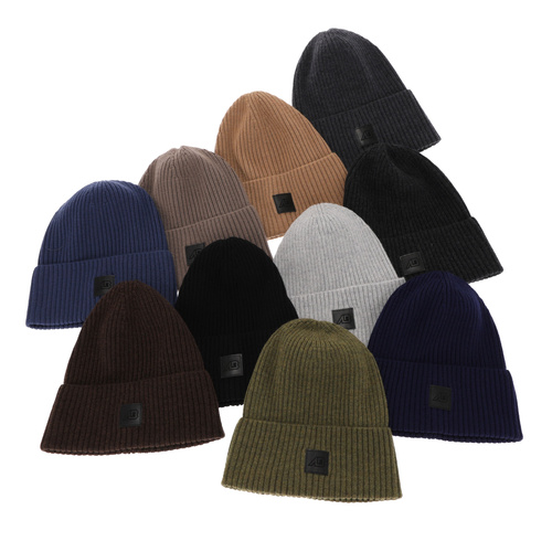 Czapka męska zimowa, brązowa, 100% wełniana merino Matias