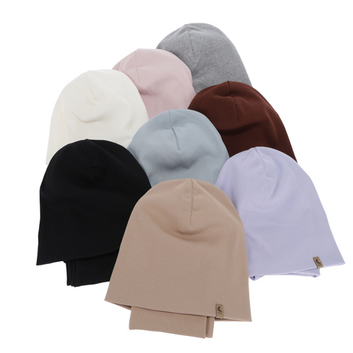 Czapka i komin dla dziewczynki jesienny, wiosenny komplet, bawełniany, beżowy Bravura