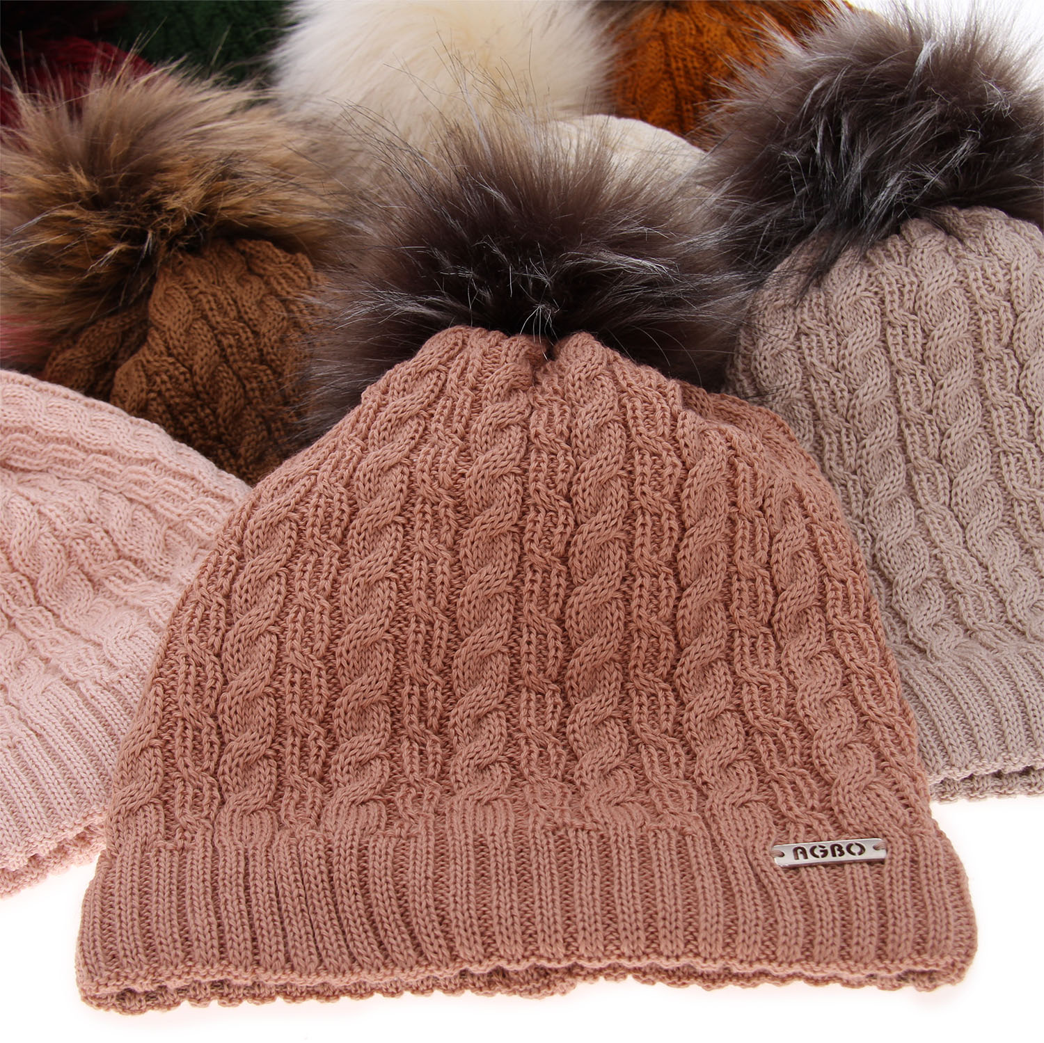 Czapka zimowa damska, szara, z pomponem, 100% wełniana merino Satina