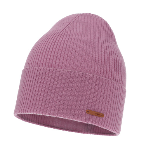 Czapka jesienna, zimowa damska, fioletowa, 100% wełniana merino, Flerra