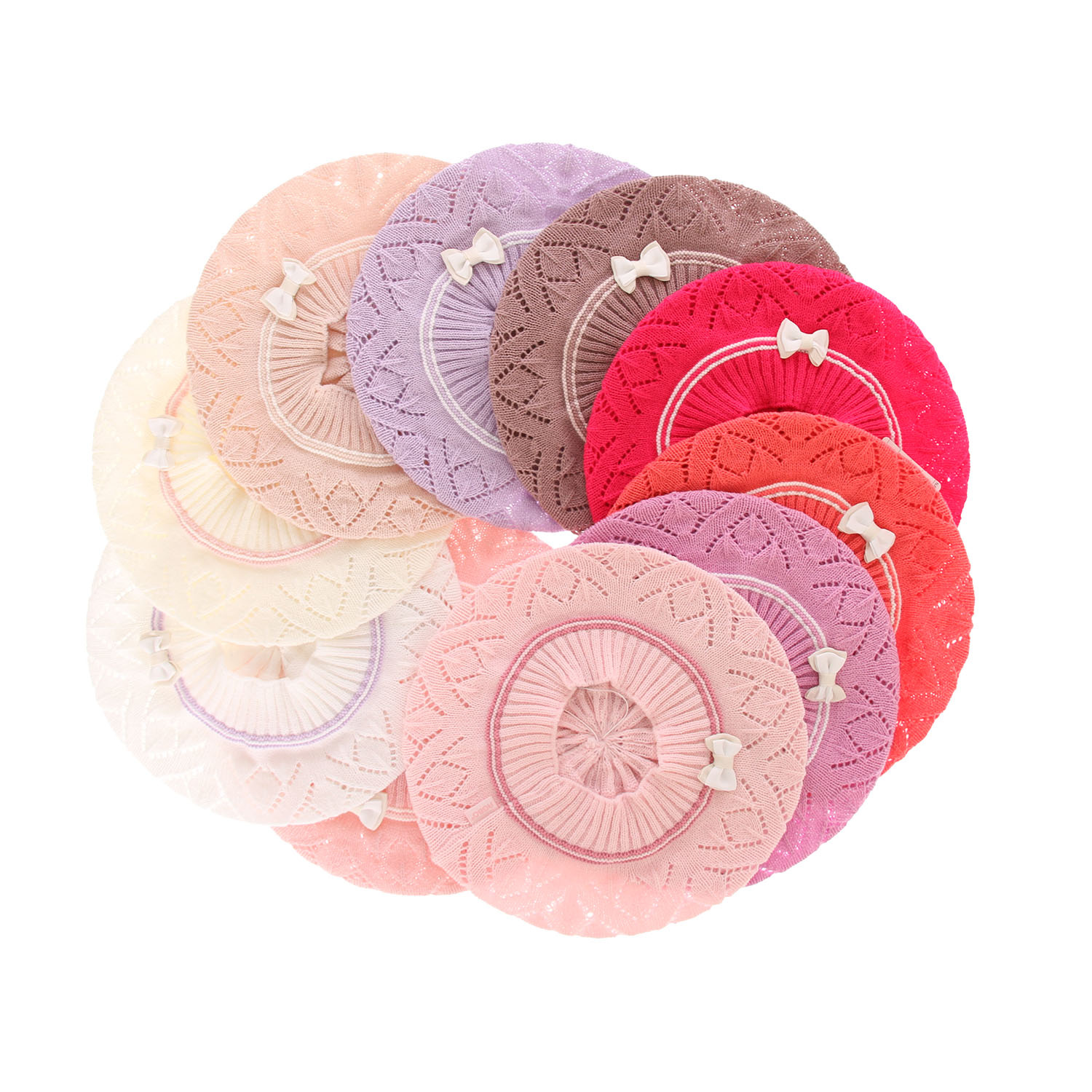 Beret dla dziewczynki jesienny, wiosenny, biały, Bibi