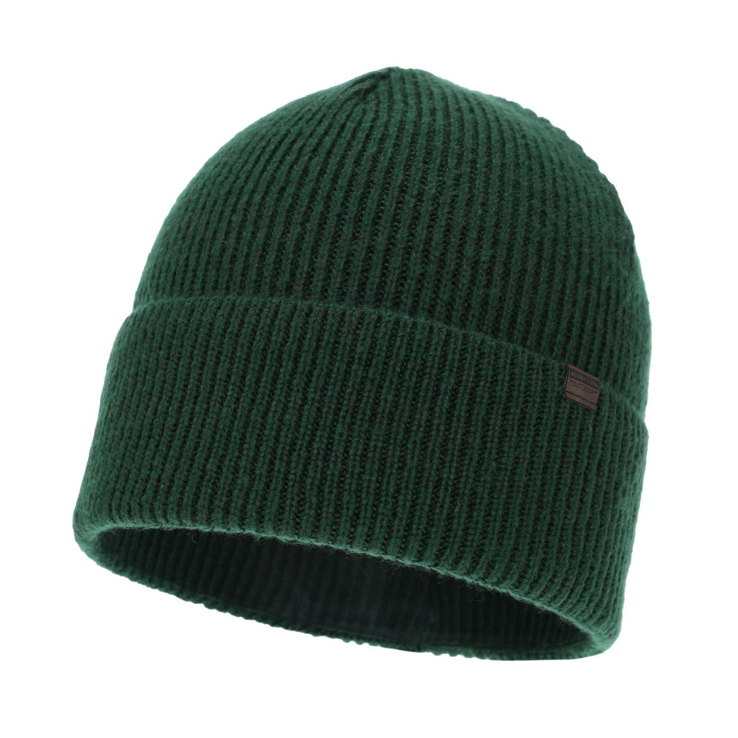 Czapka zimowa męska, zielona, z wełną merino, Korins