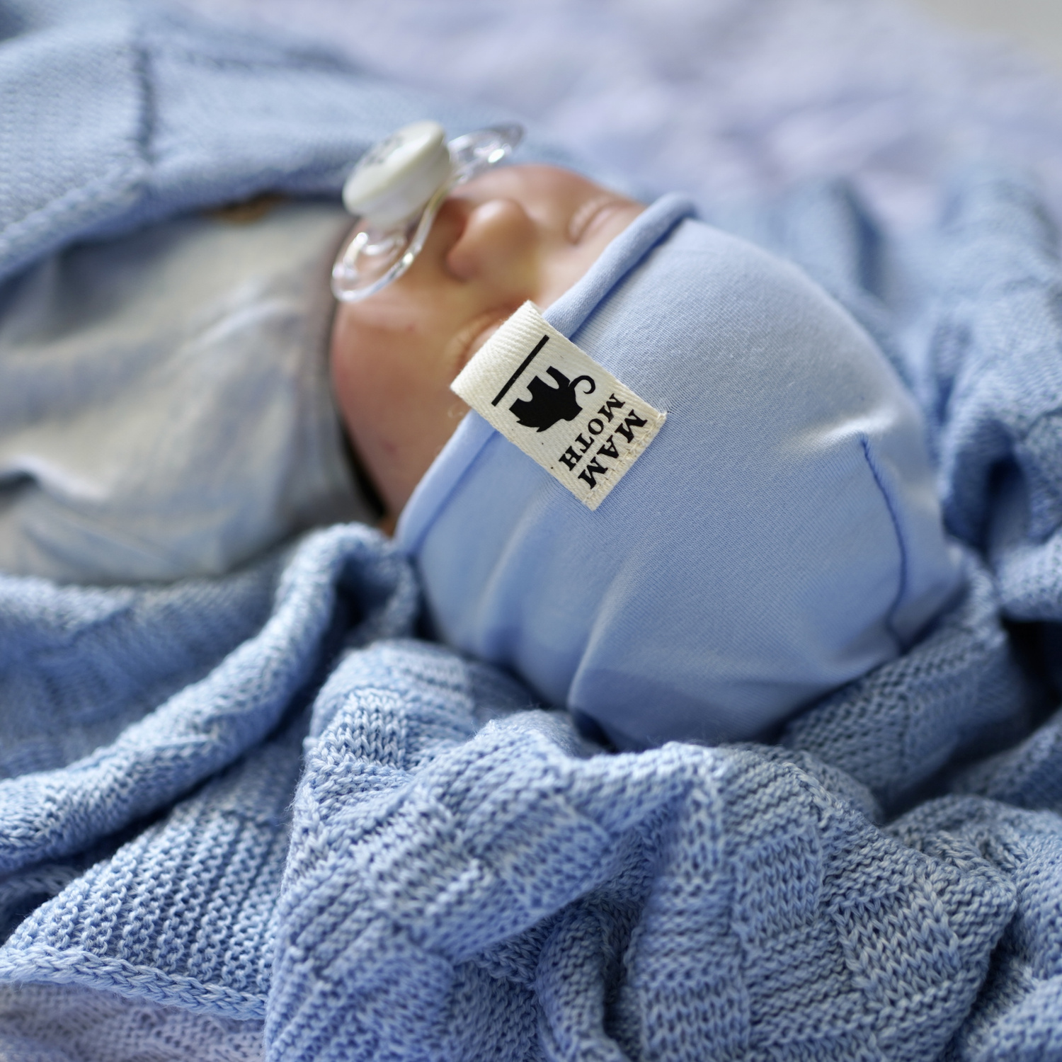 Czapka bawełniana dla chłopca jesienna, wiosenna, błękitna, niemowlęca Rafi