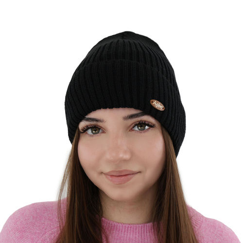 Czapka zimowa damska, fioletowa, z wełną merino Shila