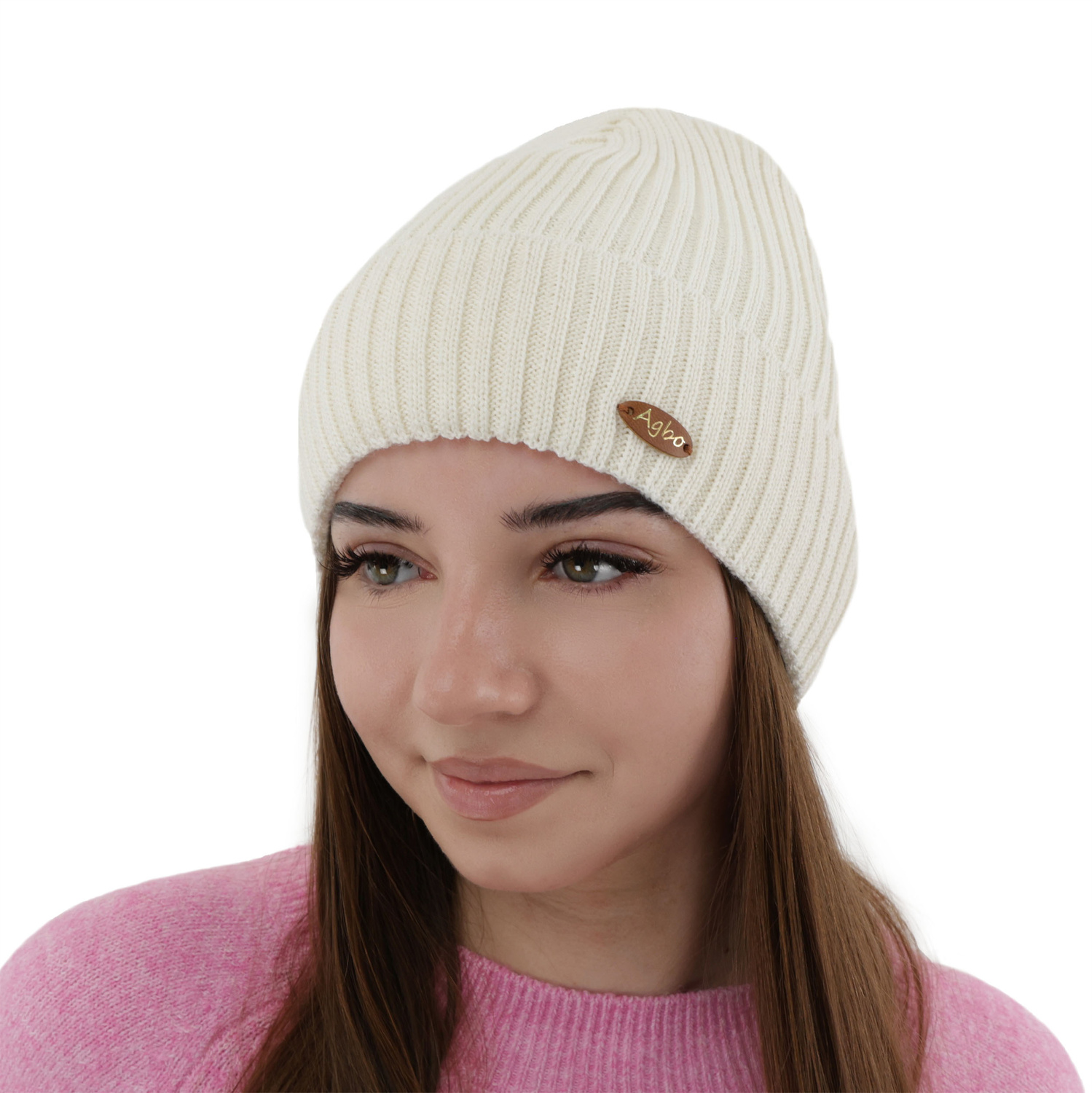 Czapka zimowa damska, czarna, z wełną merino Shila