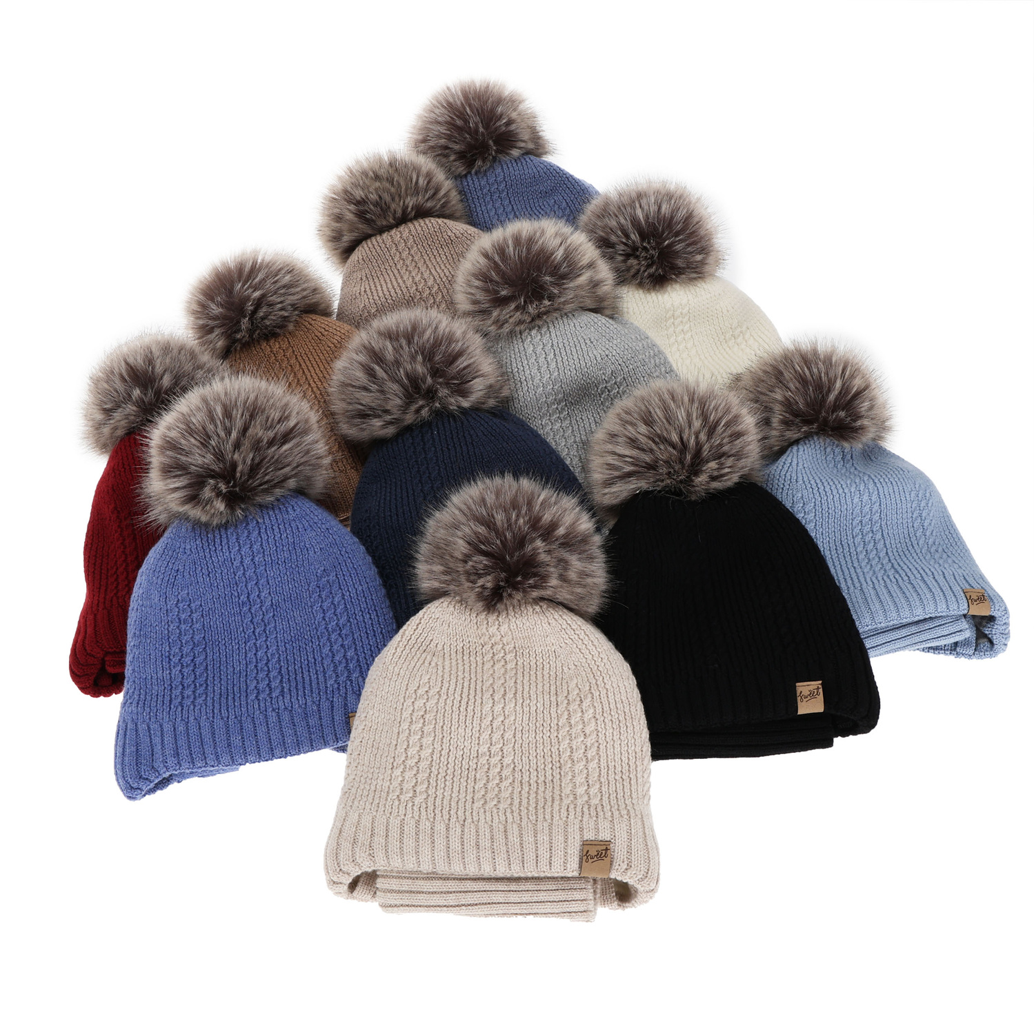 Czapka i komin dla chłopca, zimowy komplet, błękitny, 100% wełniany merino, podszyty wełnianym polarem, wiązany Danny