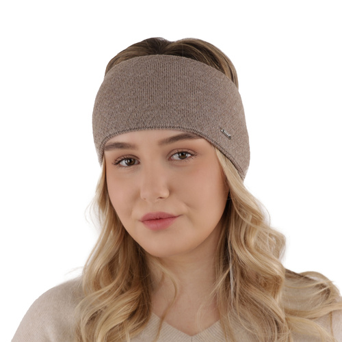 Opaska zimowa damska, camel, z wełną merino Katrina