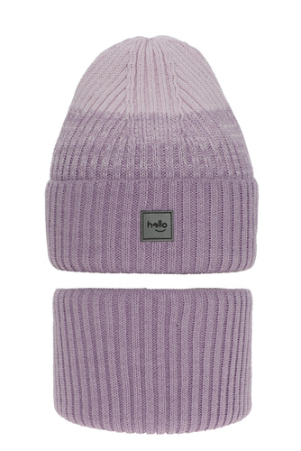 Czapka i komin dla dziewczynki zimowy komplet, fioletowy Tasha
