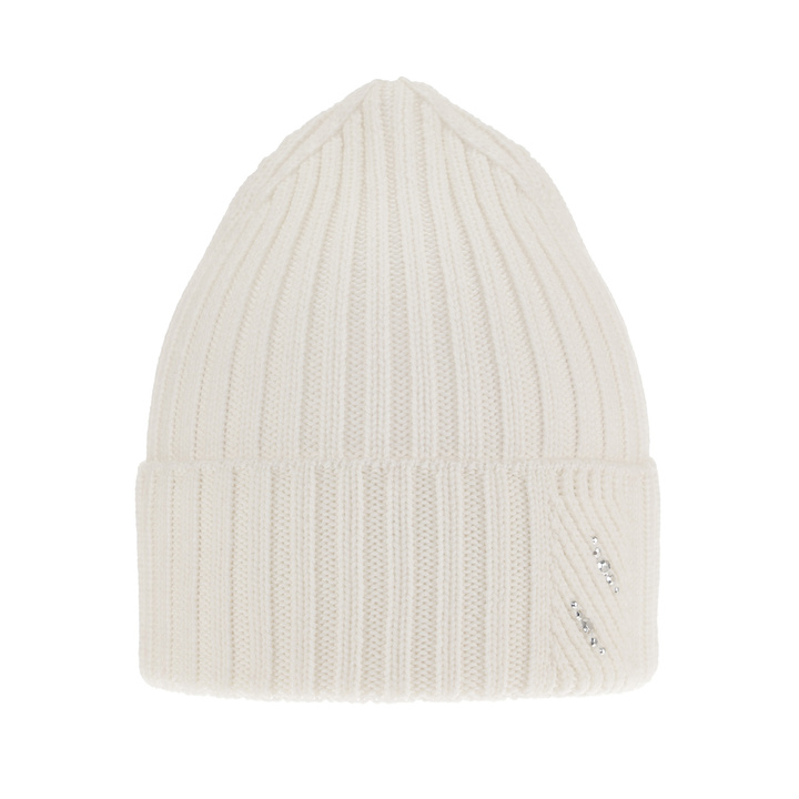 Czapka zimowa damska, biała, 100% wełniana merino Ariga