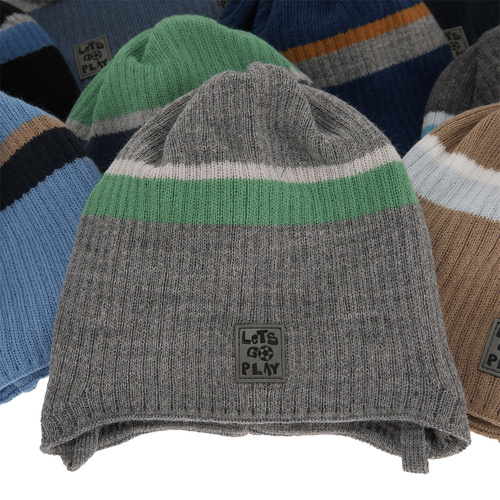 Czapka jesienna, wiosenna dla chłopca, granatowa, wiązana Oliver