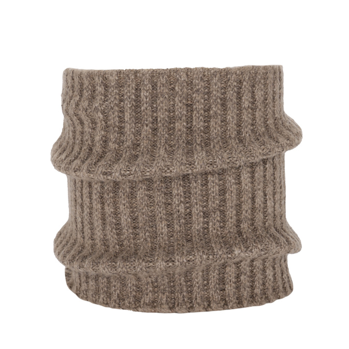 Komin zimowy męski, ciemnobeżowy, z wełną merino, Best