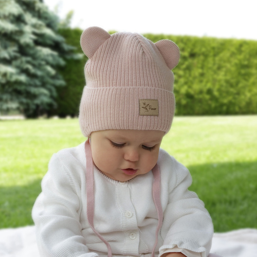 Czapka jesienna, wiosenna dla dziewczynki, liliowa, wiązana, Djona