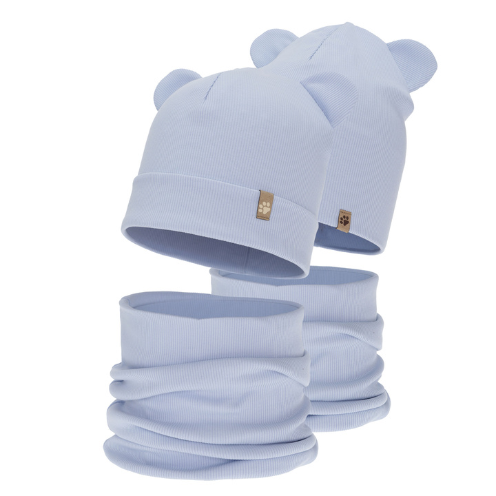 Czapka i komin dla chłopca, jesienny, wiosenny komplet, błękitny Farim