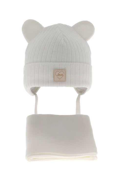 Czapka i szalik dla dziewczynki zimowy komplet, biały Antola