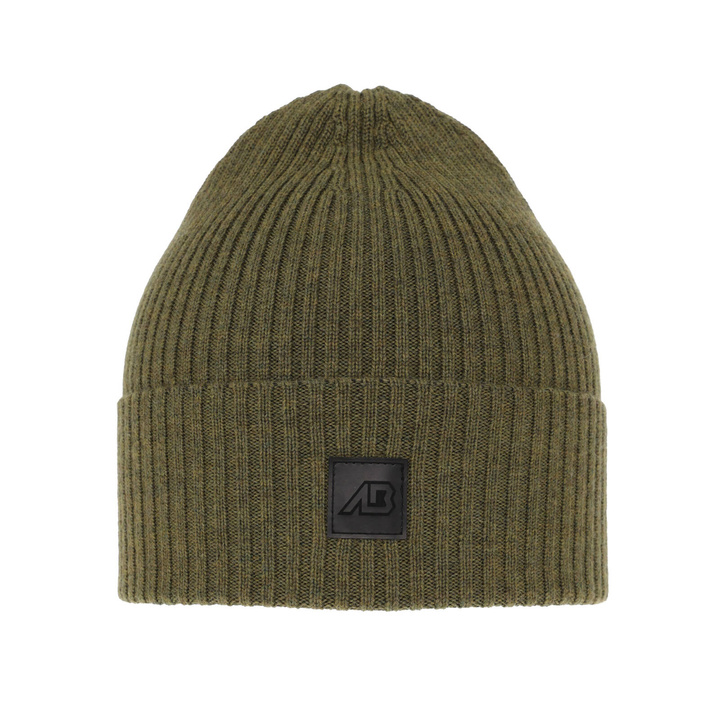 Czapka męska zimowa, zielona, 100% wełniana merino Matias