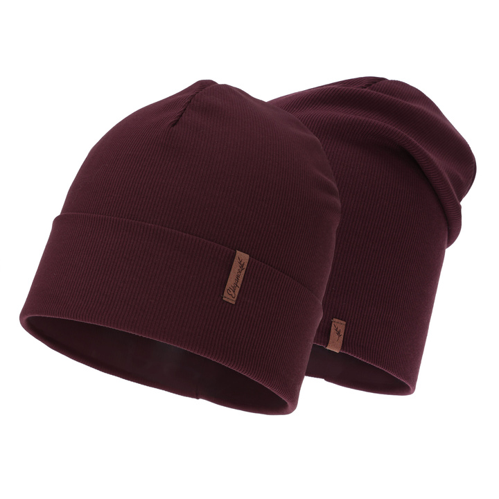 Czapka jesienna, wiosenna damska, burgundowa, bawełniana Zenita