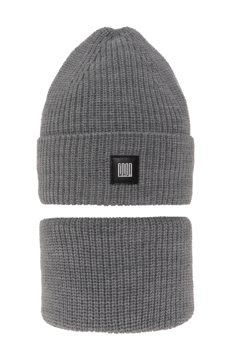 Czapka i komin dla chłopca zimowy komplet, jasnoszary Amadeo