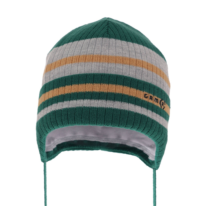 Czapka jesienna, wiosenna dla chłopca, szmaragdowa, wiązana Oleander