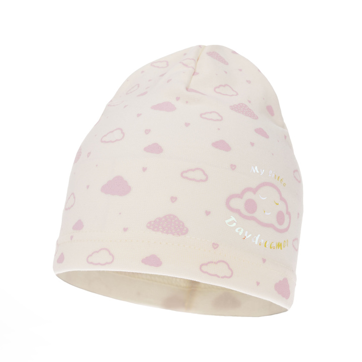 Czapka bawełniana dla dziewczynki jesienna, wiosenna, kremowa Klaudyna